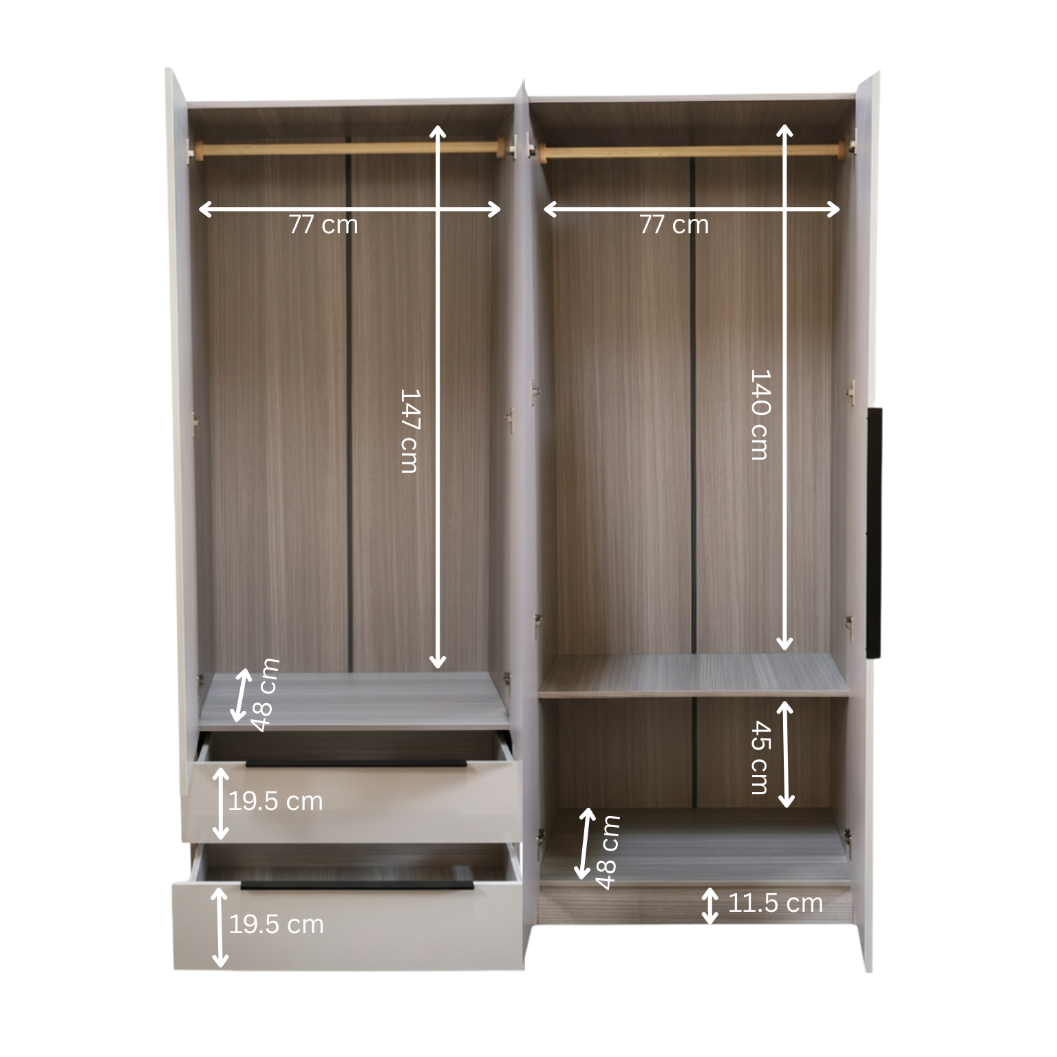 Lavie 4 Door 2 Drawer Wardrobe