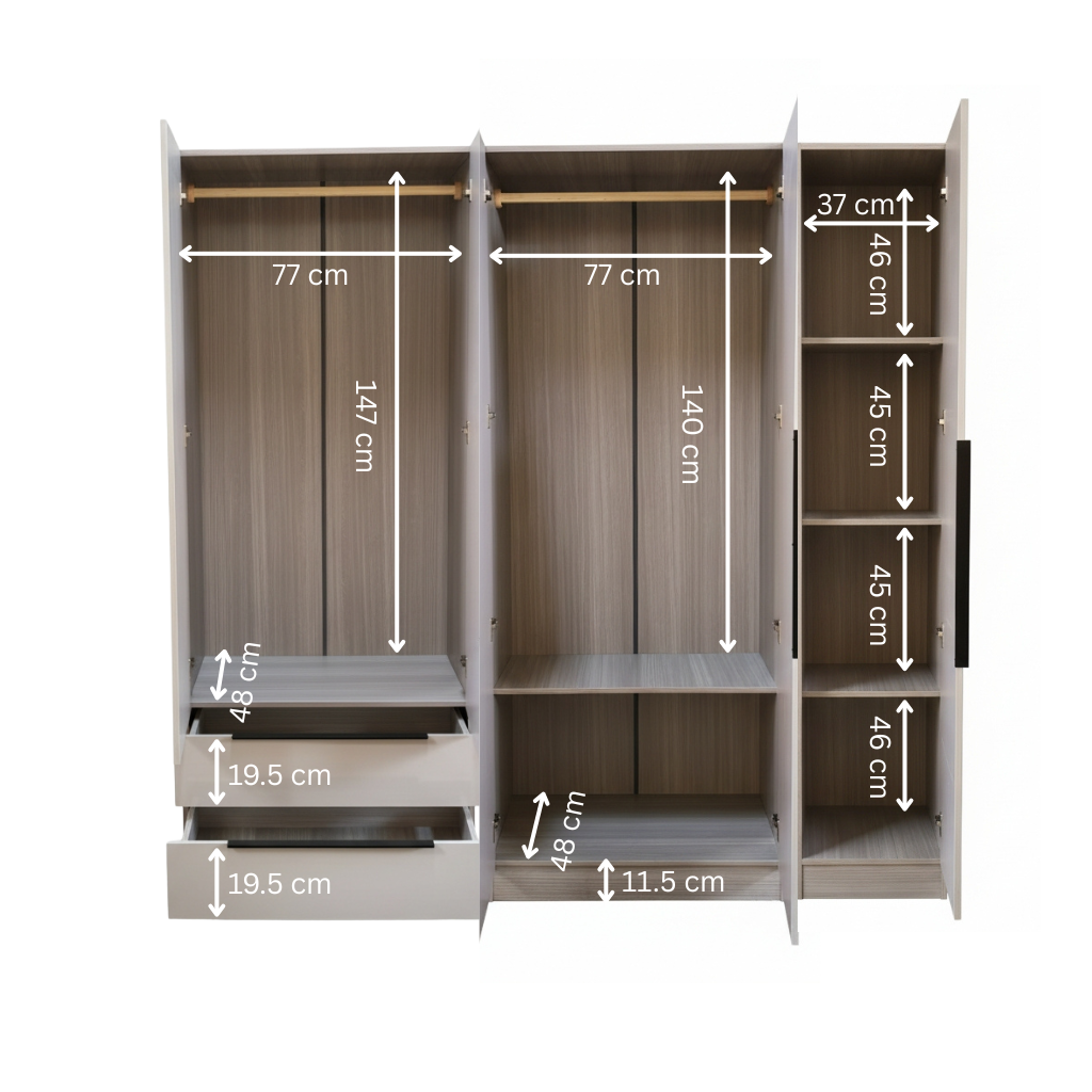 Lavie 5 Door 2 Drawer Wardrobe