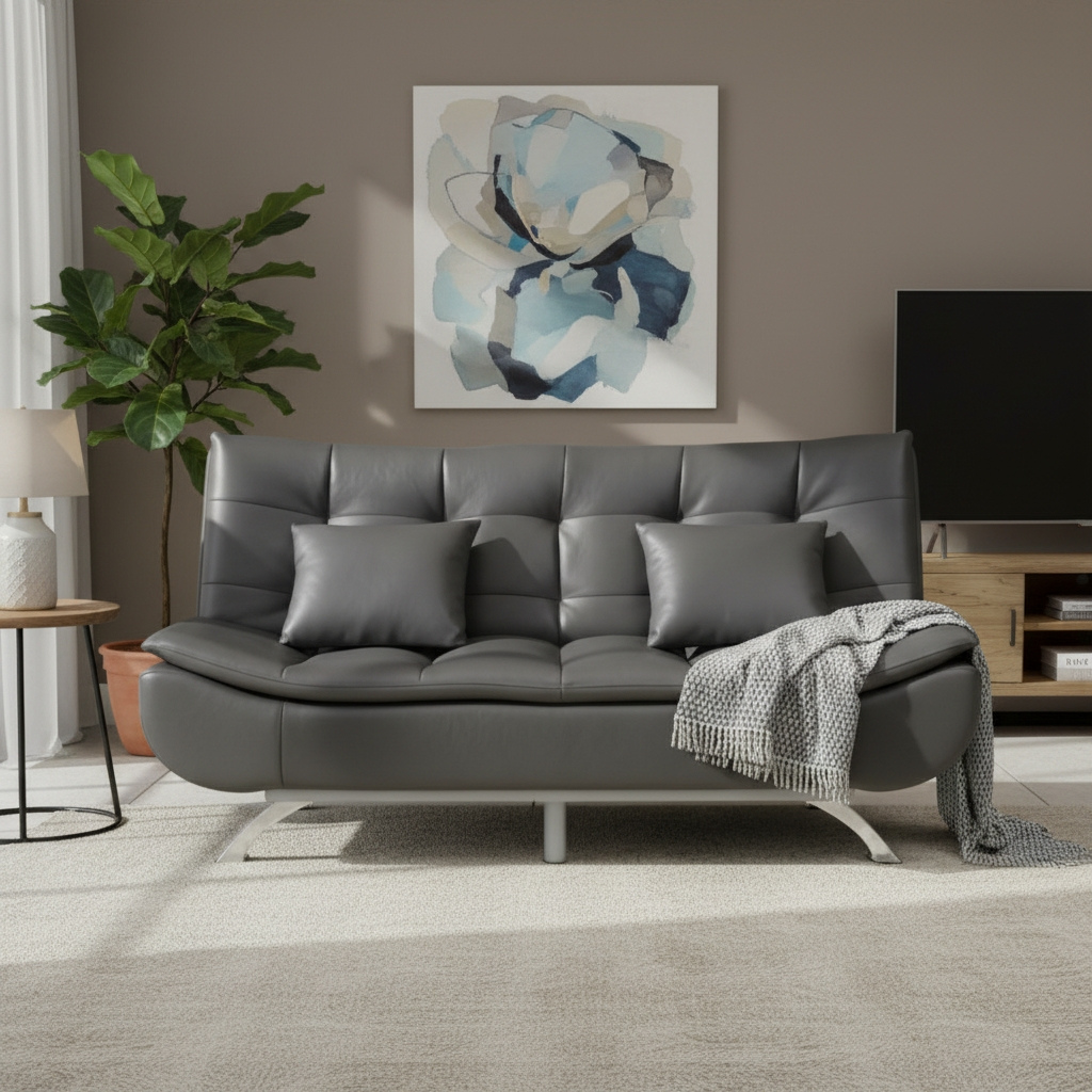Lila Modern 3-Seater Leathaire Sofa Bed