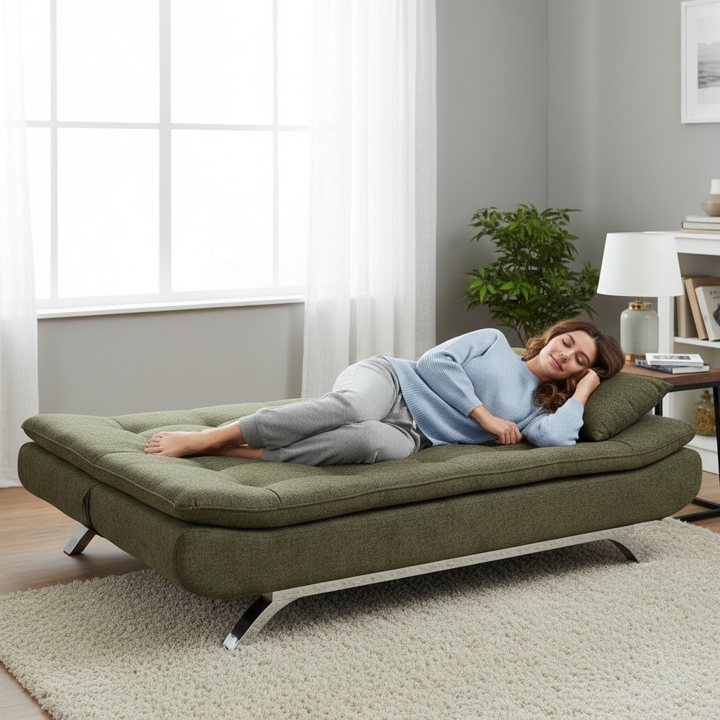 Lila Modern 3-Seater Wooven Fabric Sofa Bed