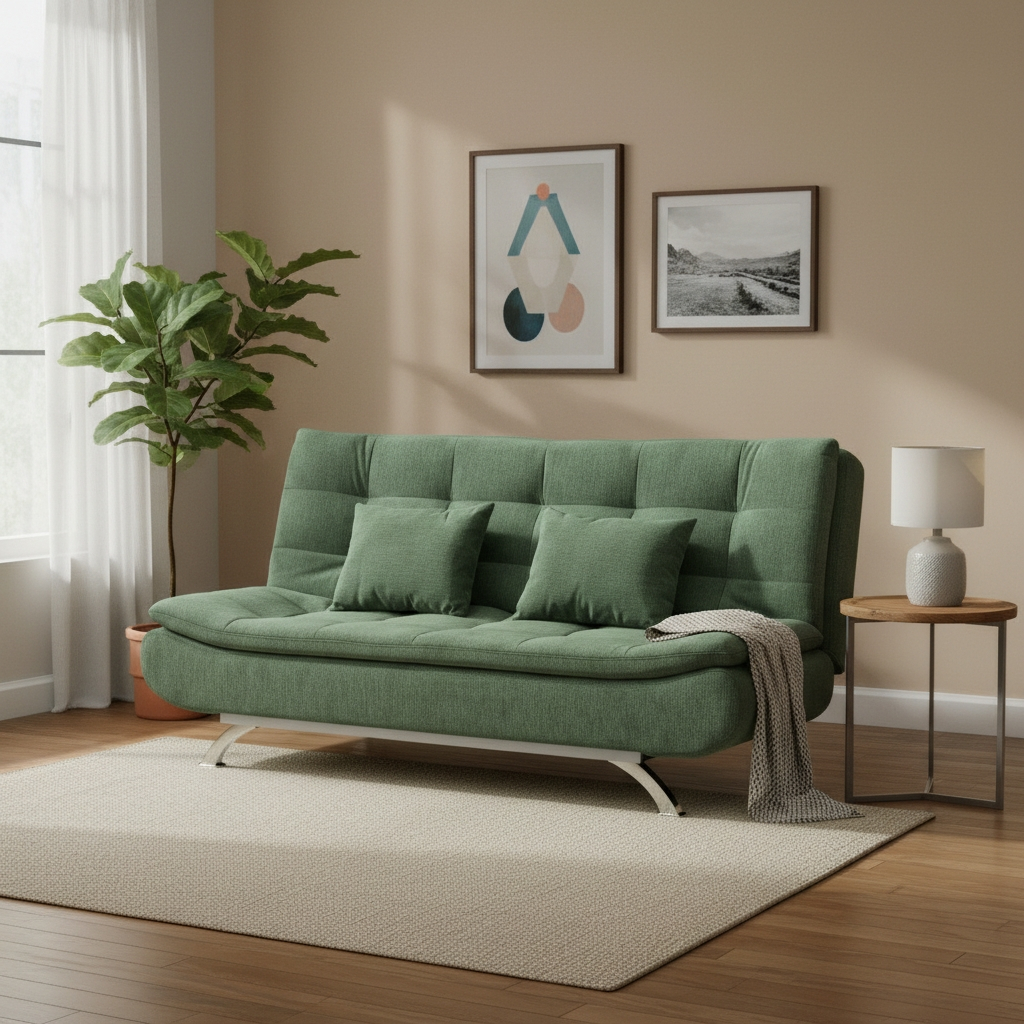 Lila Modern 3-Seater Wooven Fabric Sofa Bed