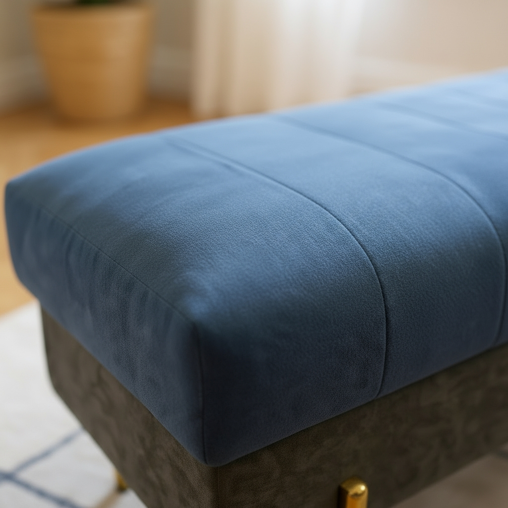 Lisa Fabric Long Bench Dark Blue