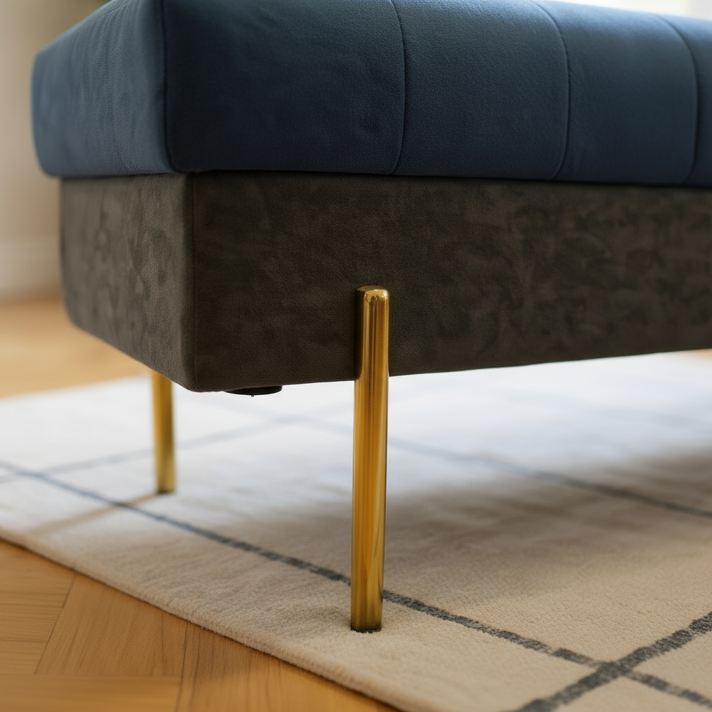 Lisa Fabric Long Bench Dark Blue