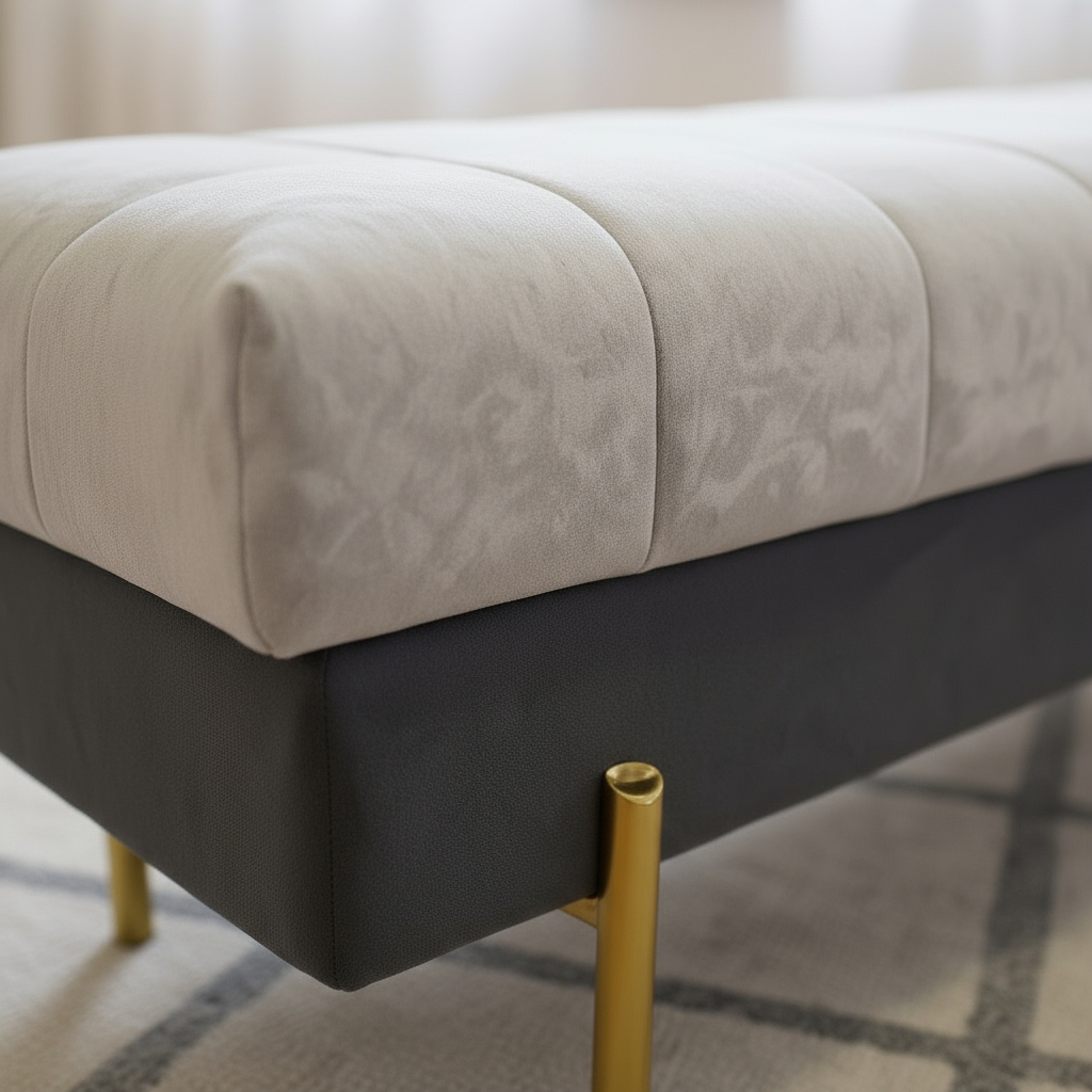 Lisa Fabric Long Bench Light Grey