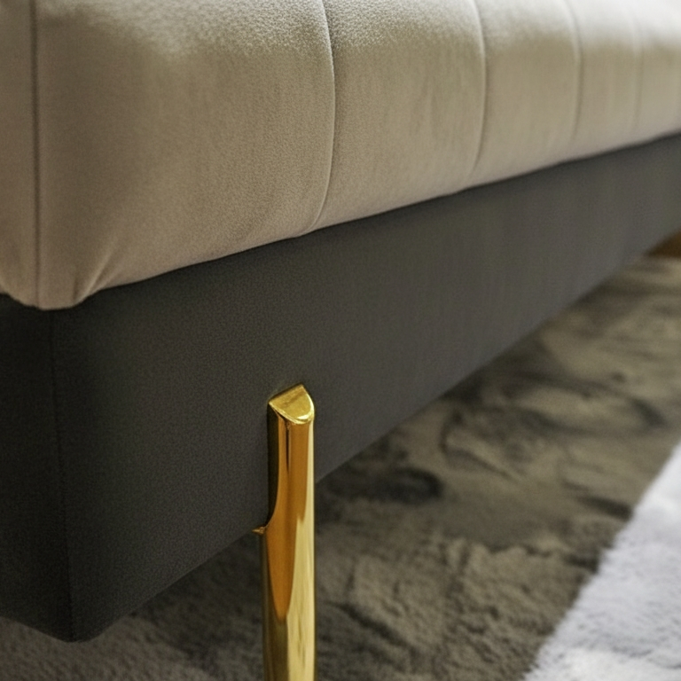 Lisa Fabric Long Bench Light Grey