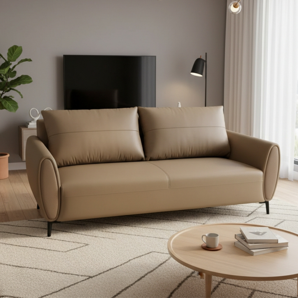 Loris 3 Seater Leather Sofa Brown