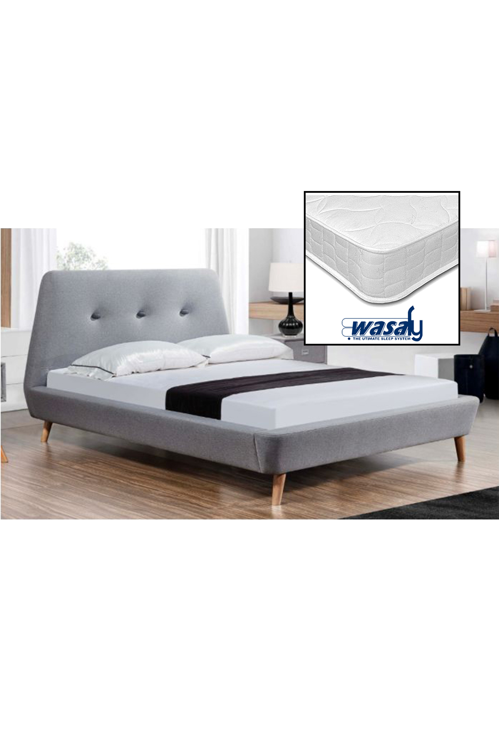Lozzolo Queen Size Panel Bed Frame + Syphonis Mattress