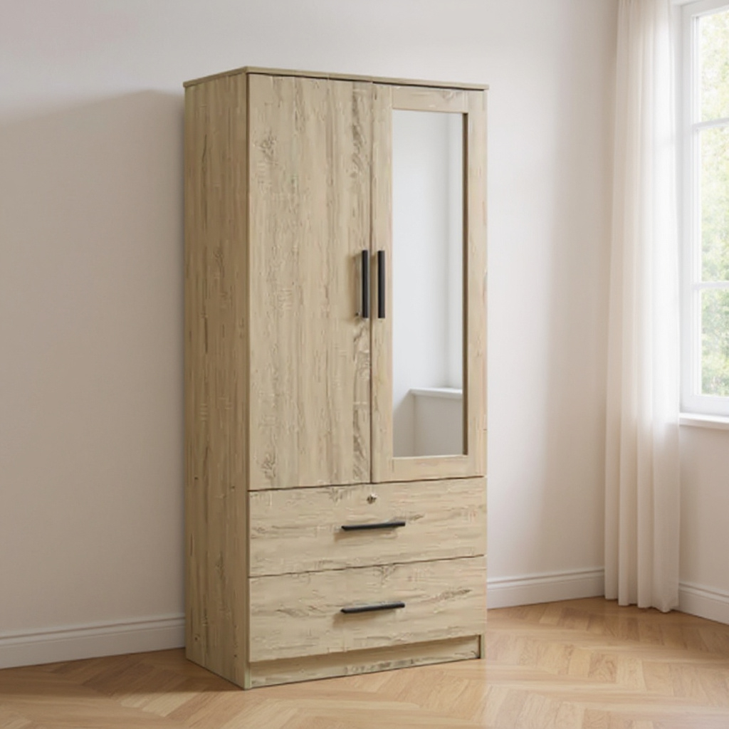 Lucas 2 Door with Drawer and Mirror Wardrobe