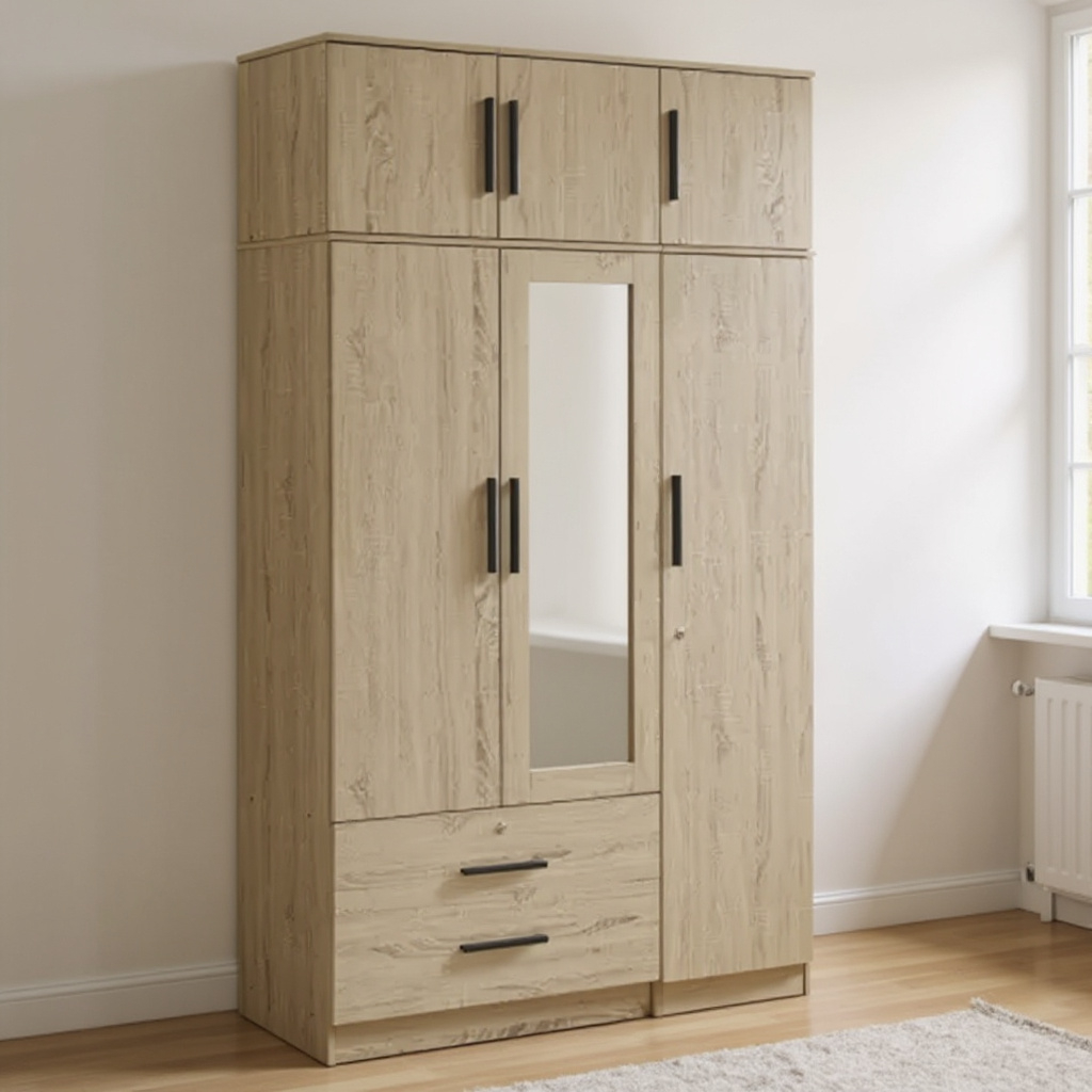 Lucas 3 Door with Drawer and Mirror Wardrobe Combo 1