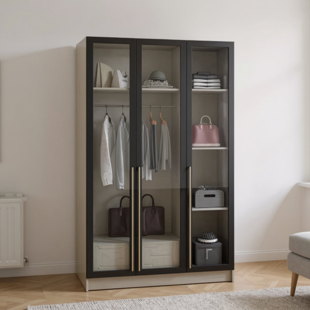 Milis 3 Glass Door Wardrobe