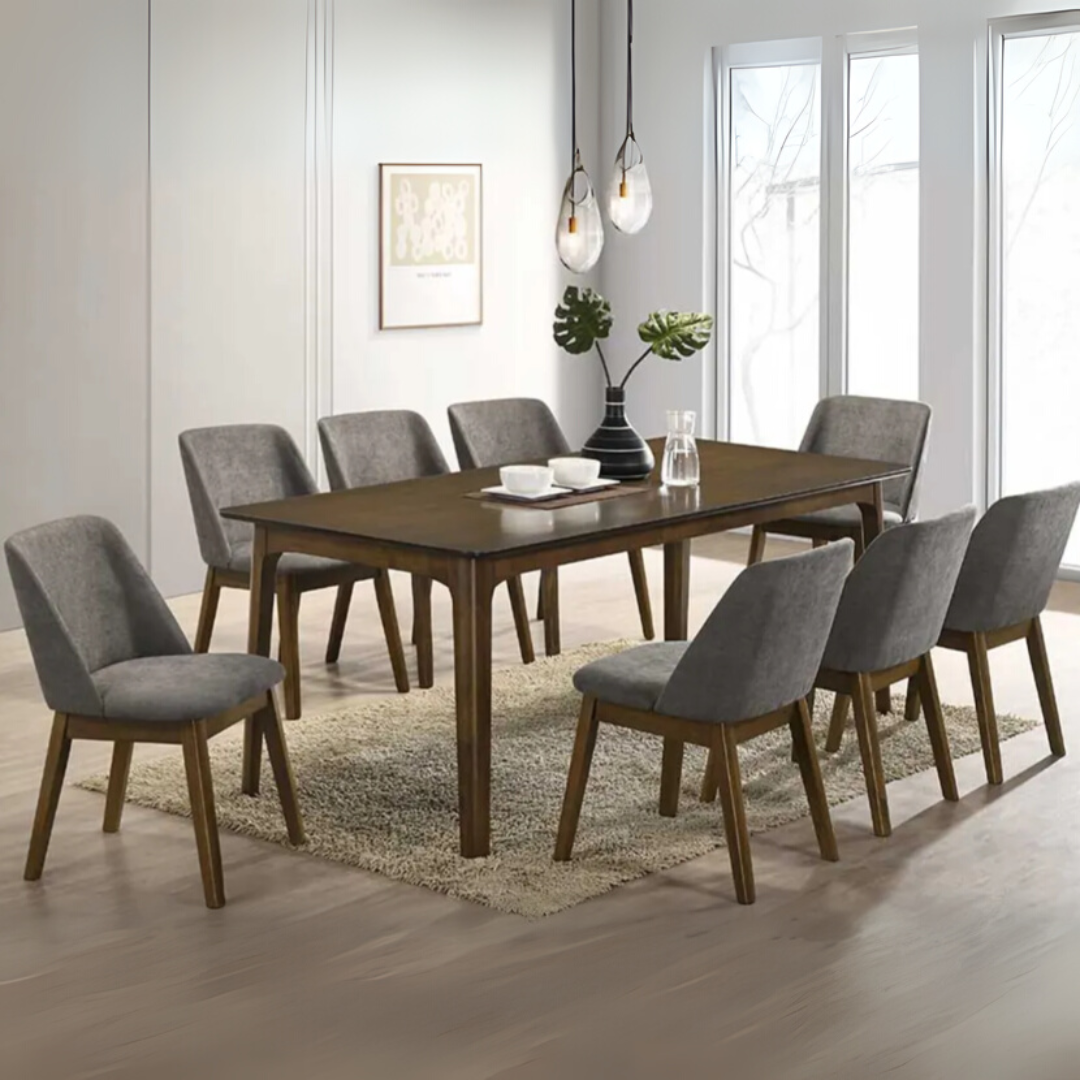 Mitoyo Walnut 1+6 Wooden Dining Set (Awaji)