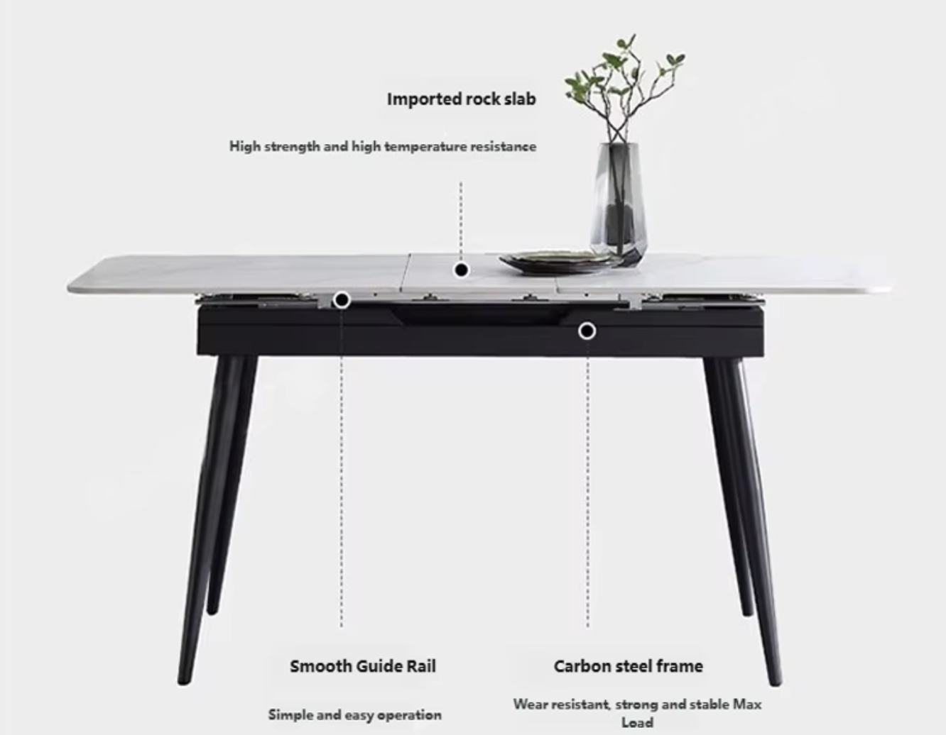 Modern Space Saving Extendable Dining Table (1.5M Extendable To 1.8M Rectangular )