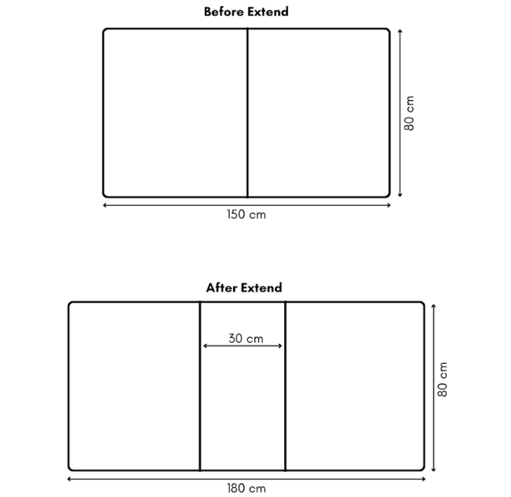 Modern Space Saving Extendable Dining Table (1.5M Extendable To 1.8M Rectangular )