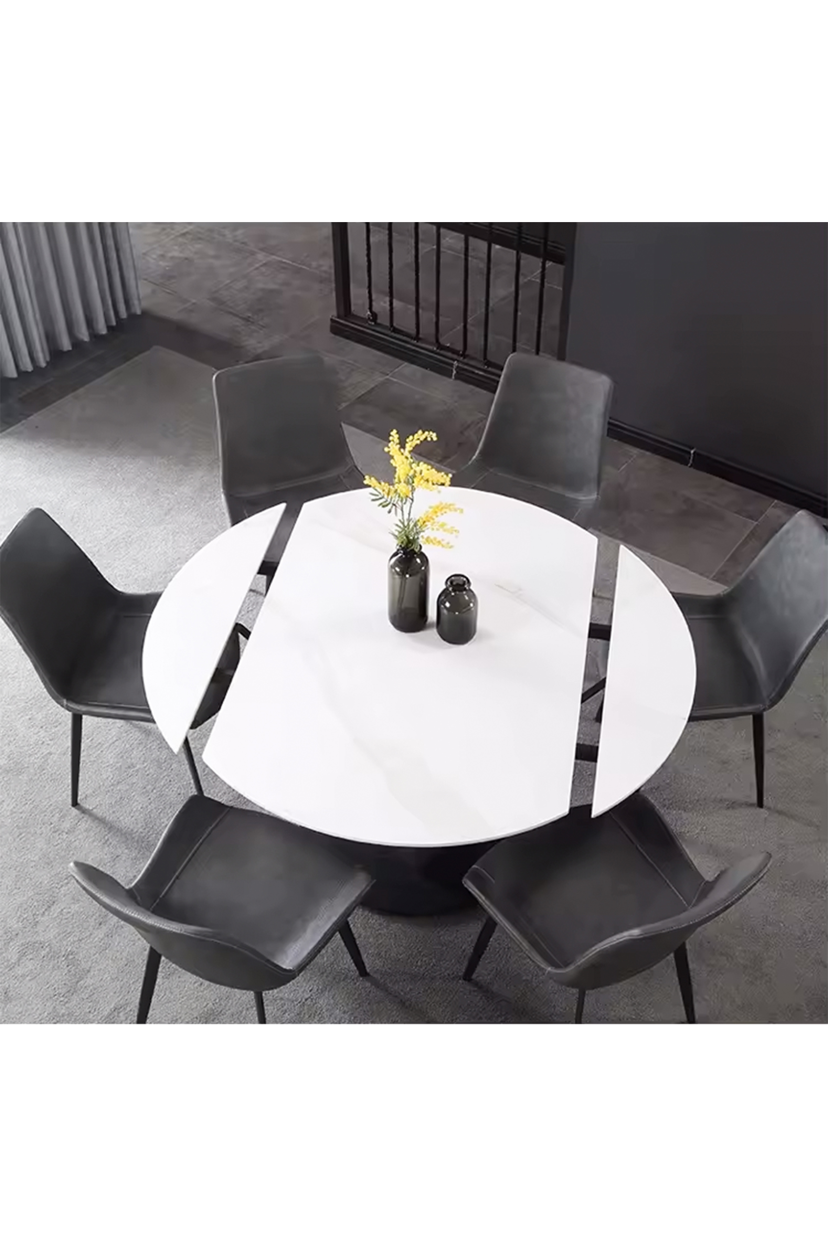Modica Round Extendable Dining Table - Turn to Extend