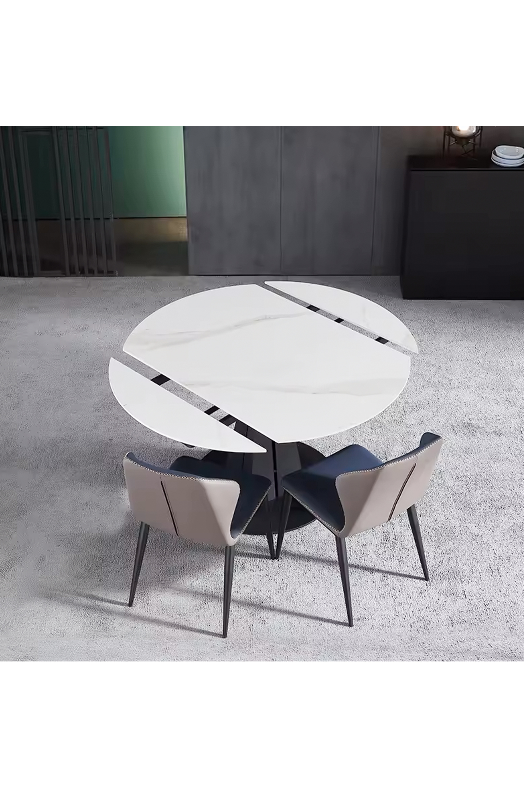 Modica Round Extendable Dining Table - Turn to Extend