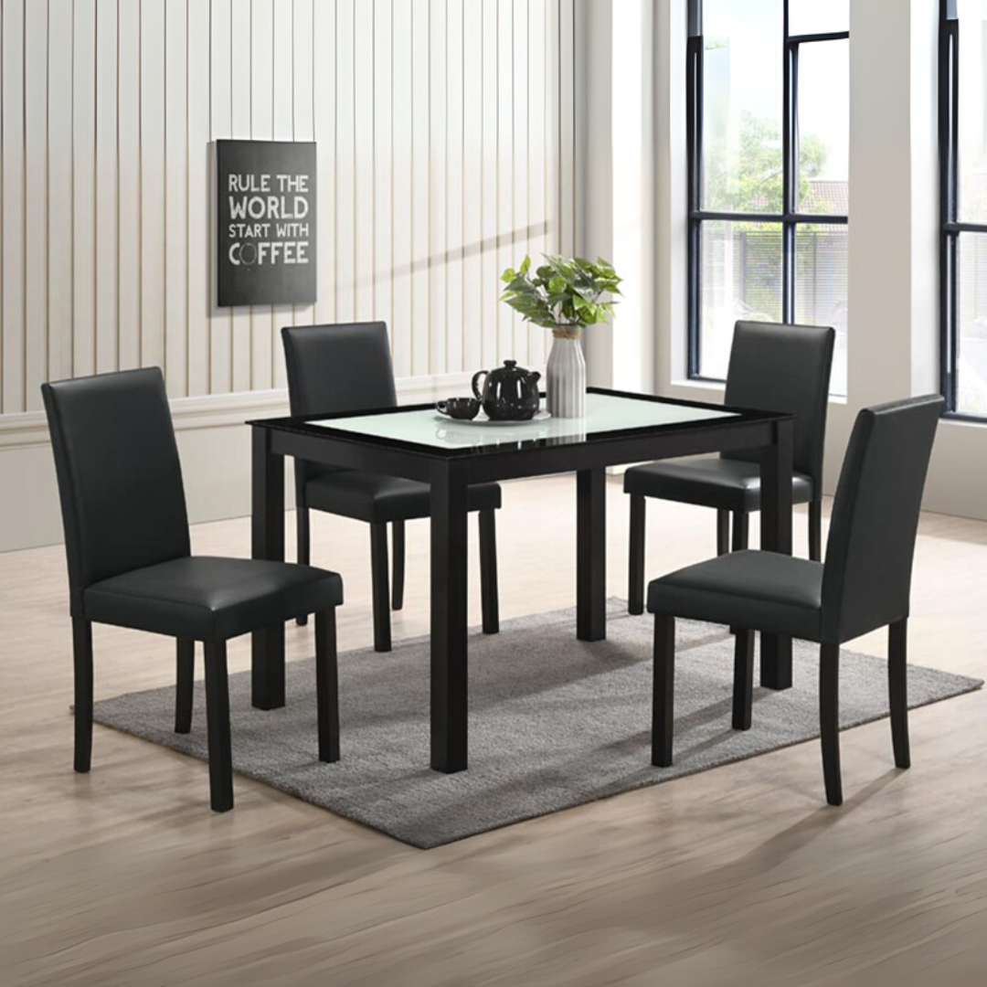 Ojiya Ebony 1+4 Wooden Dining Set (Miyazu)