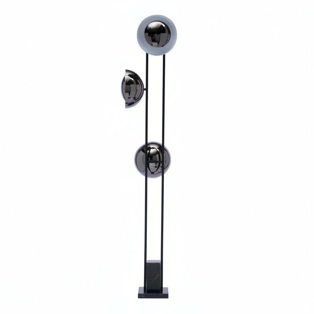 Olbia Contemporary Black Triple-Head Floor Lamp