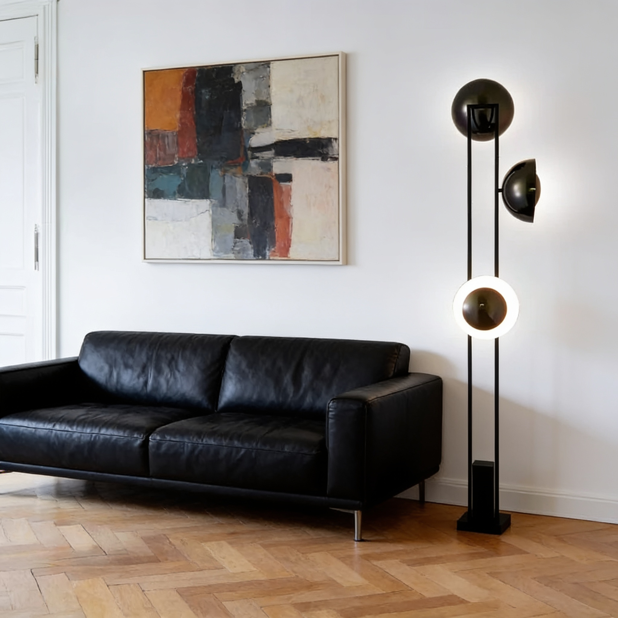 Olbia Contemporary Black Triple-Head Floor Lamp