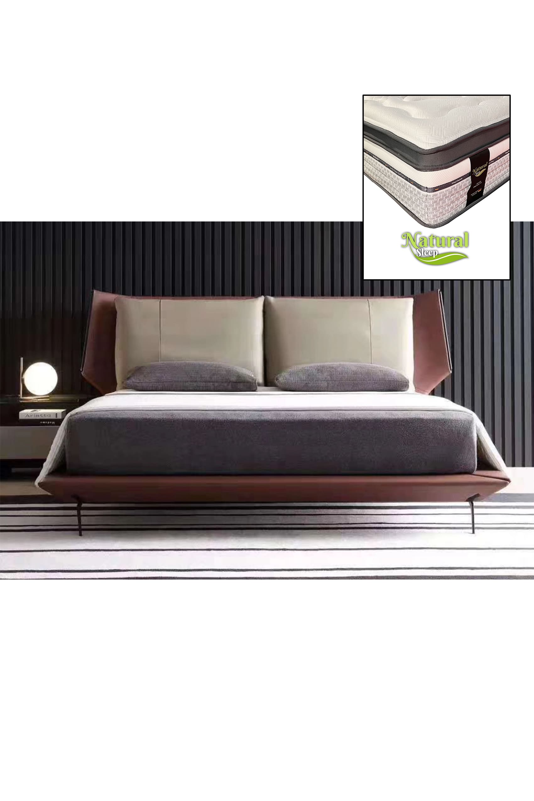 Oriana Designer Bed Frame + Natural Sleep (T5-Arctic)