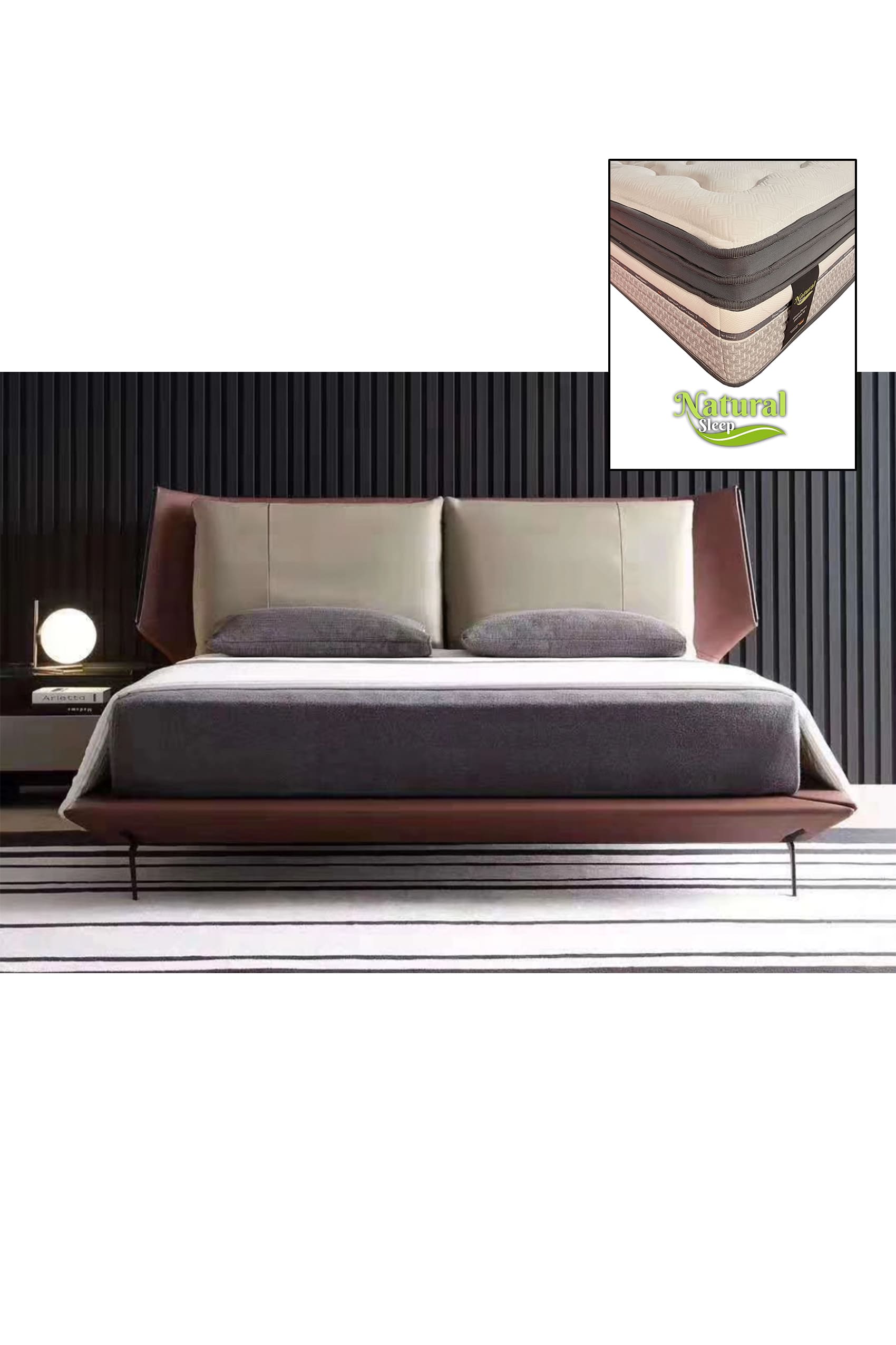 Oriana Designer Bed Frame + Natural Sleep (T5-Green Forest)