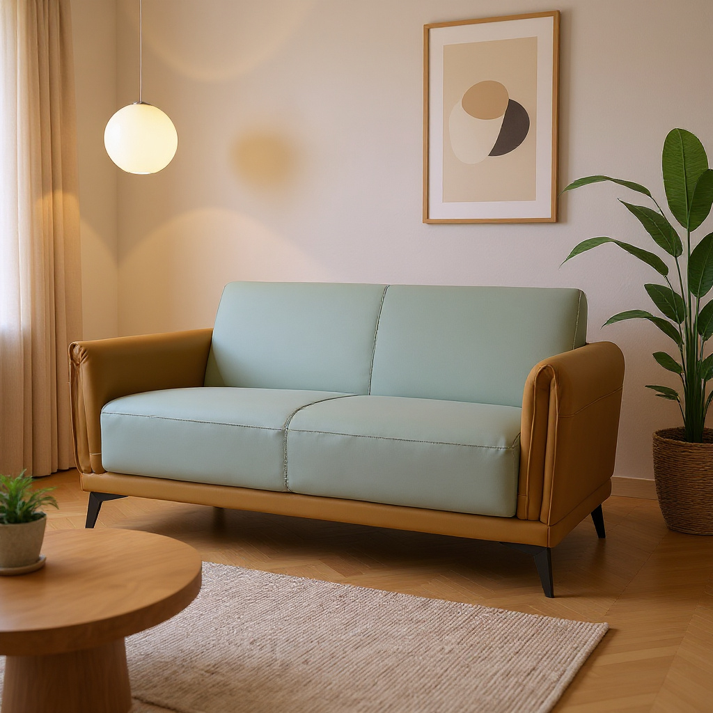 Pagno Leather Two Tone Sofa