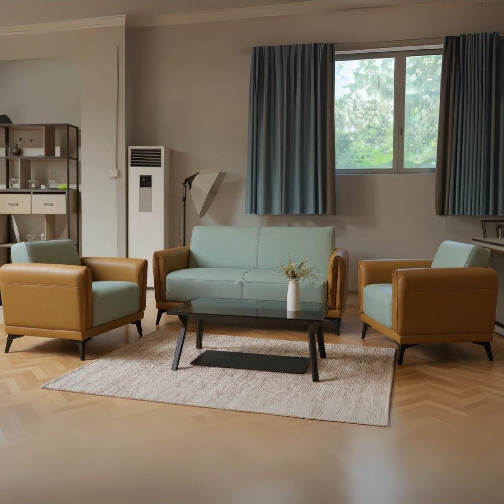 Pagno Leather Two Tone Sofa