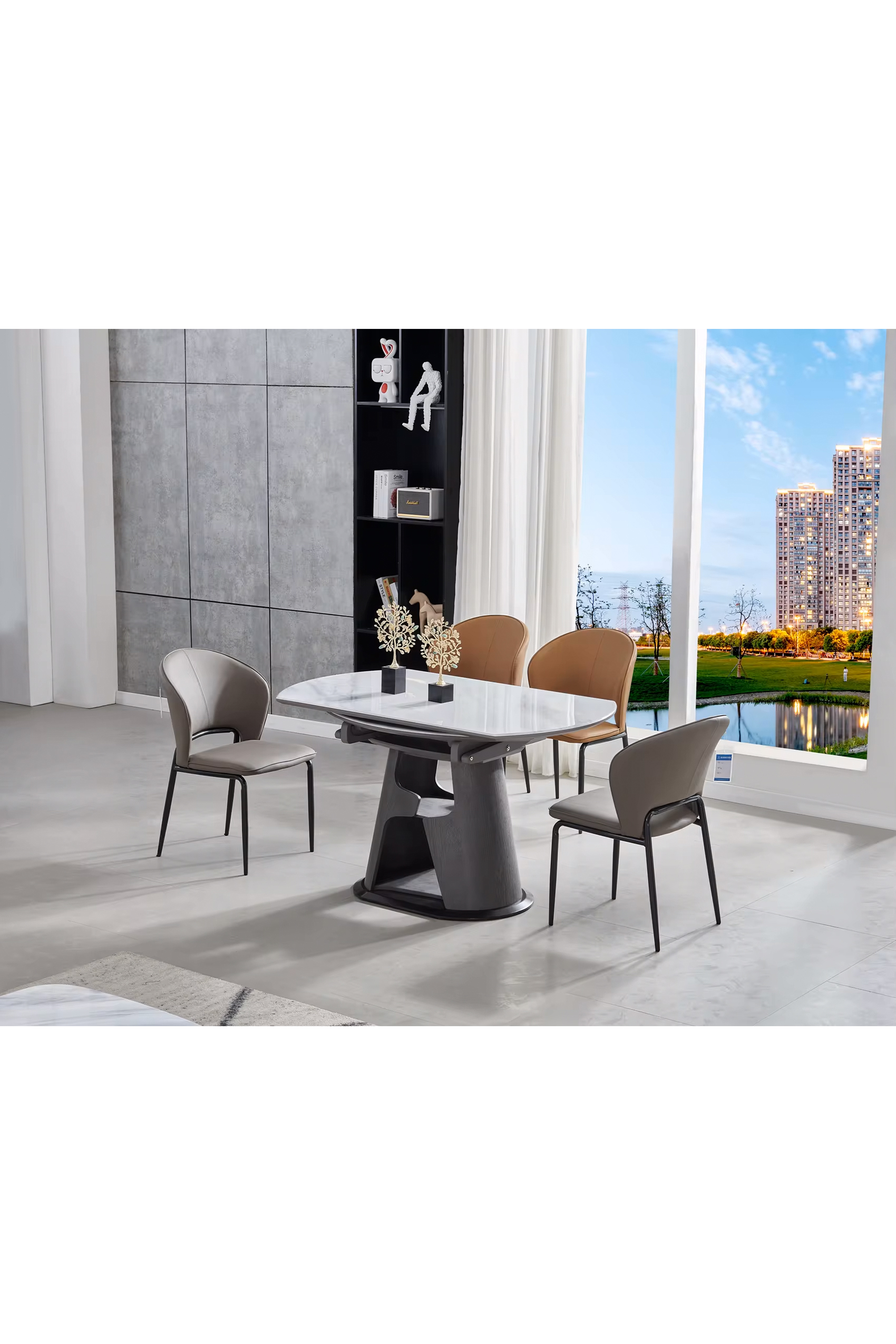 Pellice Round Extendable Dining Table - Side to Extend