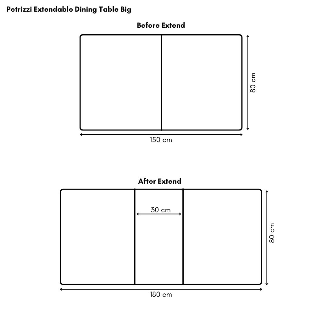 Petrizzi Extendable Dining Table 1.5m-1.8m (Pull to Extend)