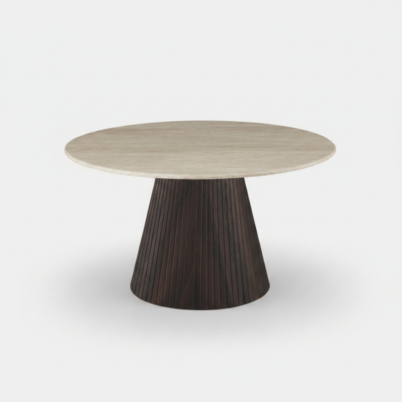 Pietro Travertine Round Dining Table