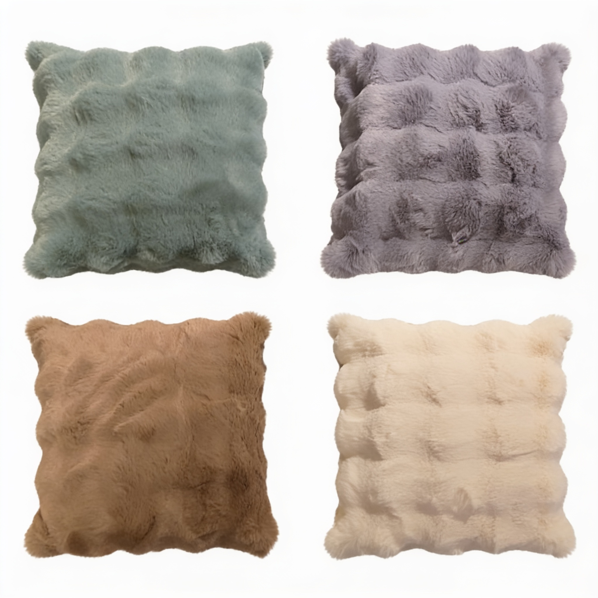 Luxury Faux Rabbit Fur Throw Pillow with Insert