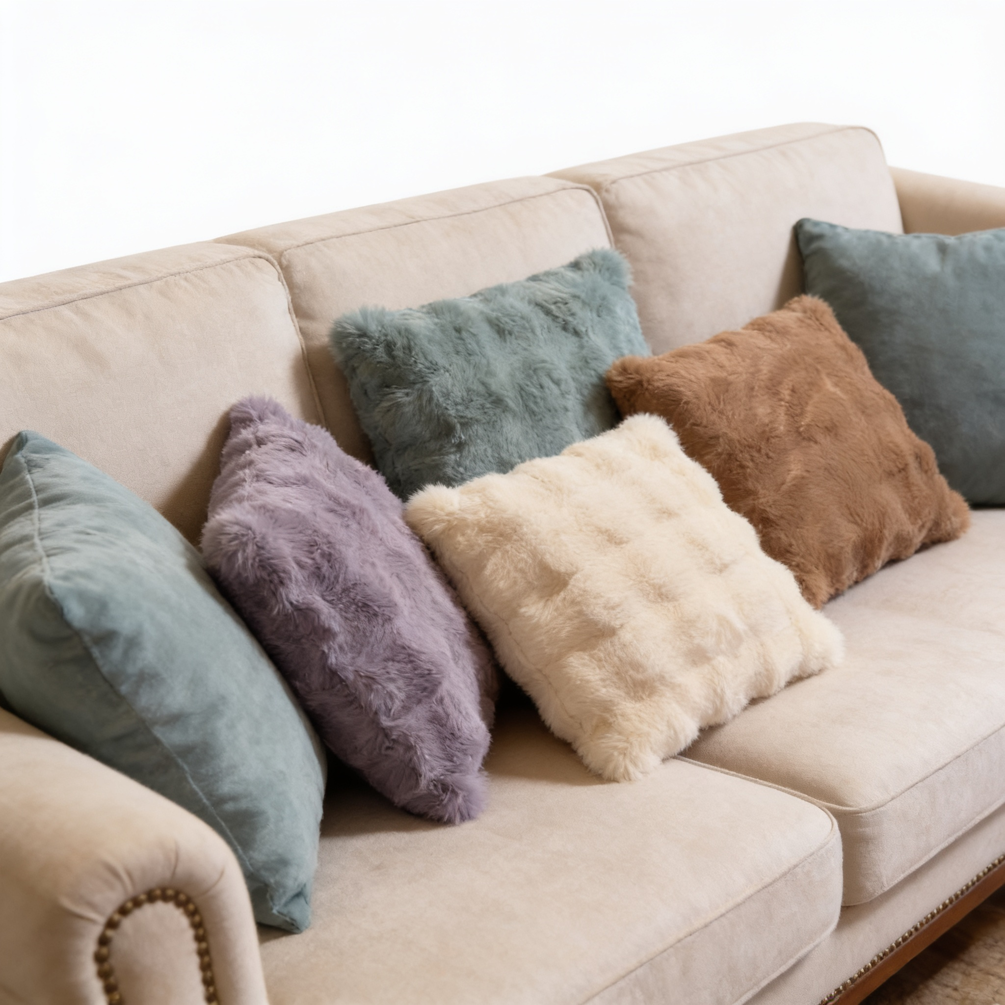 Luxury Faux Rabbit Fur Throw Pillow with Insert