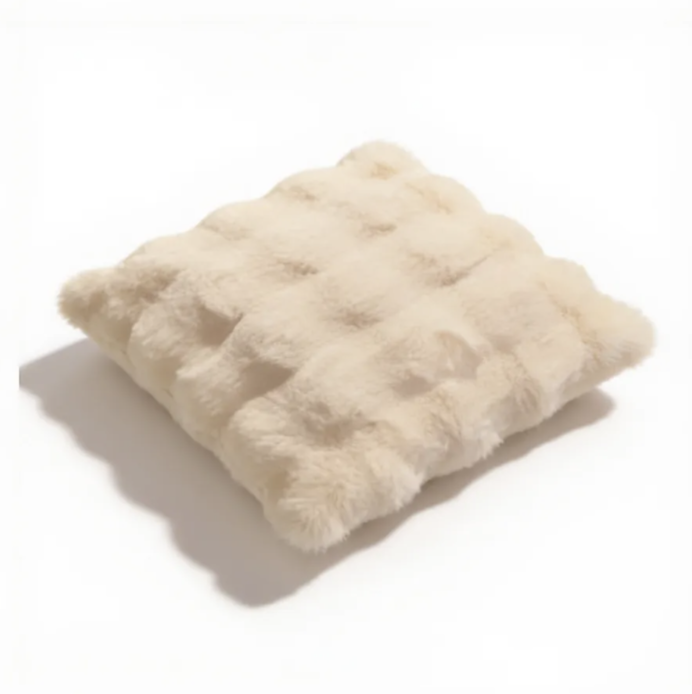 Luxury Faux Rabbit Fur Throw Pillow with Insert