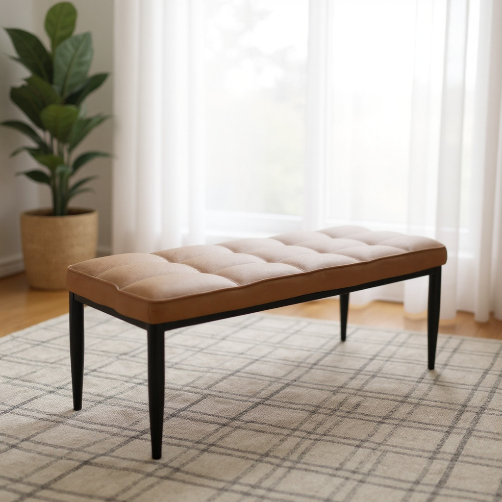 Simple Leg 1.5m Fabric Dining Bench