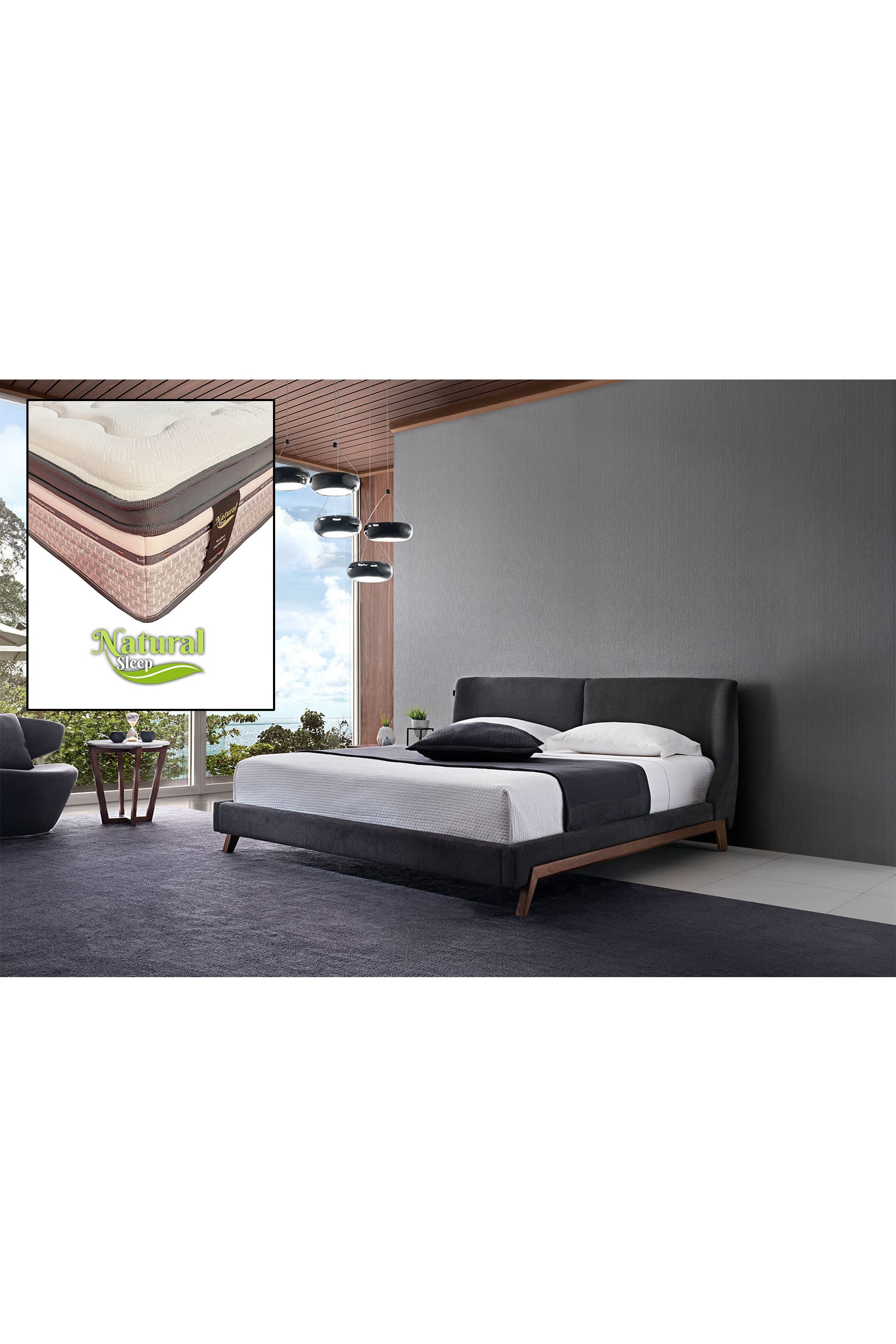 Sachi Designer Bed Frame + Natural Sleep Verdant
