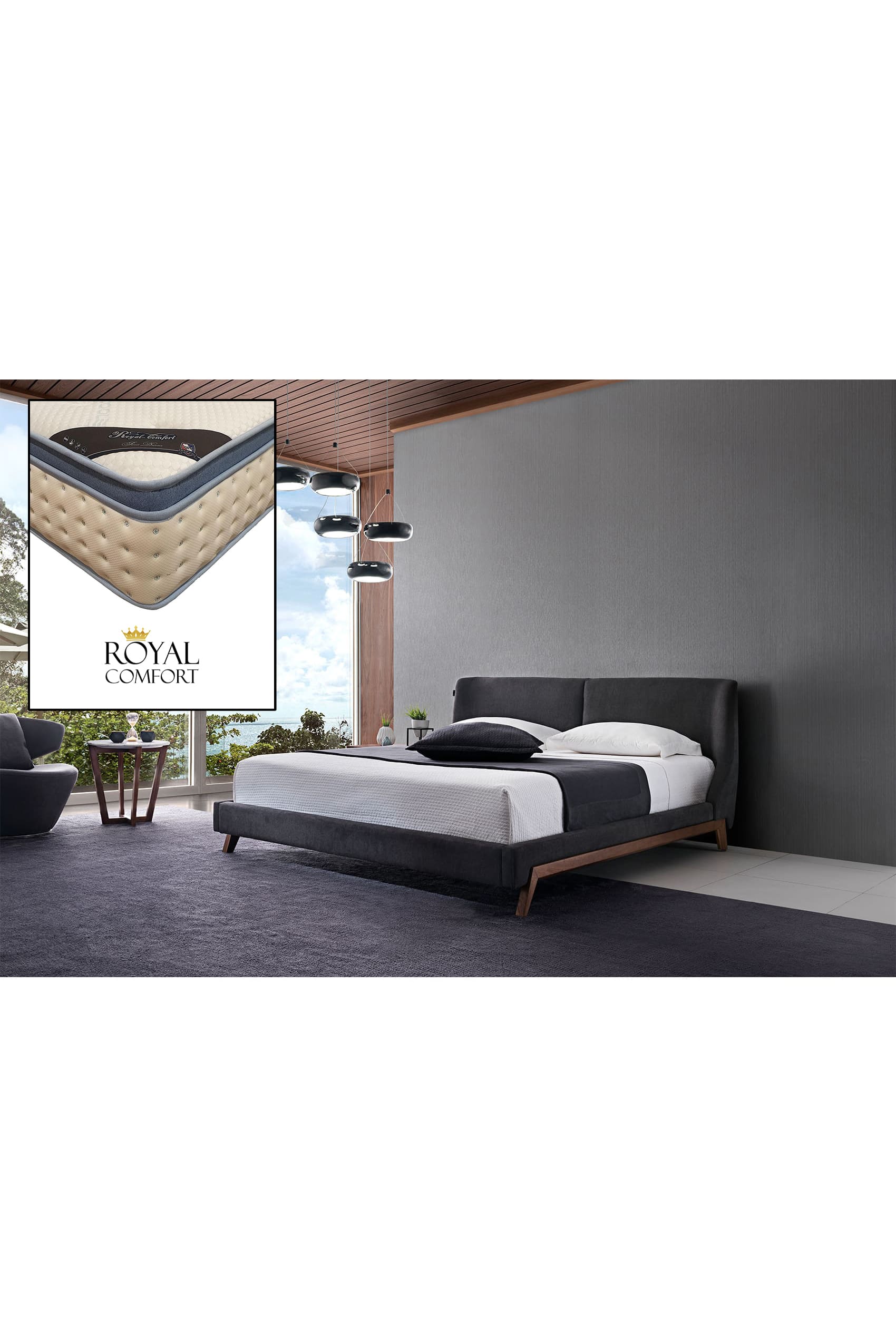 Sachi Designer Bed Frame + Royal Comfort Mattress