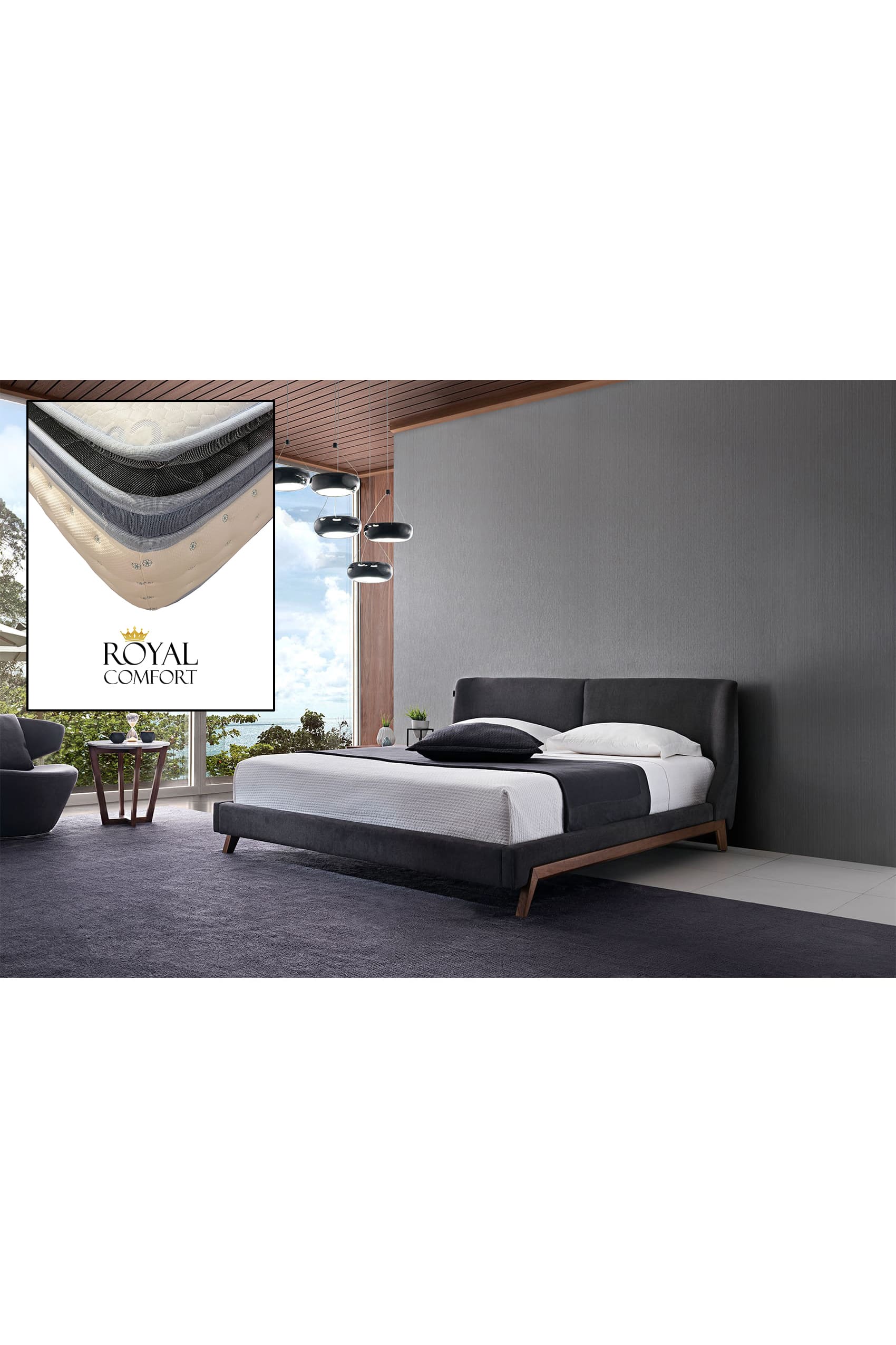 Sachi Designer Bed Frame + Royal Comfort Pillow Top Mattress