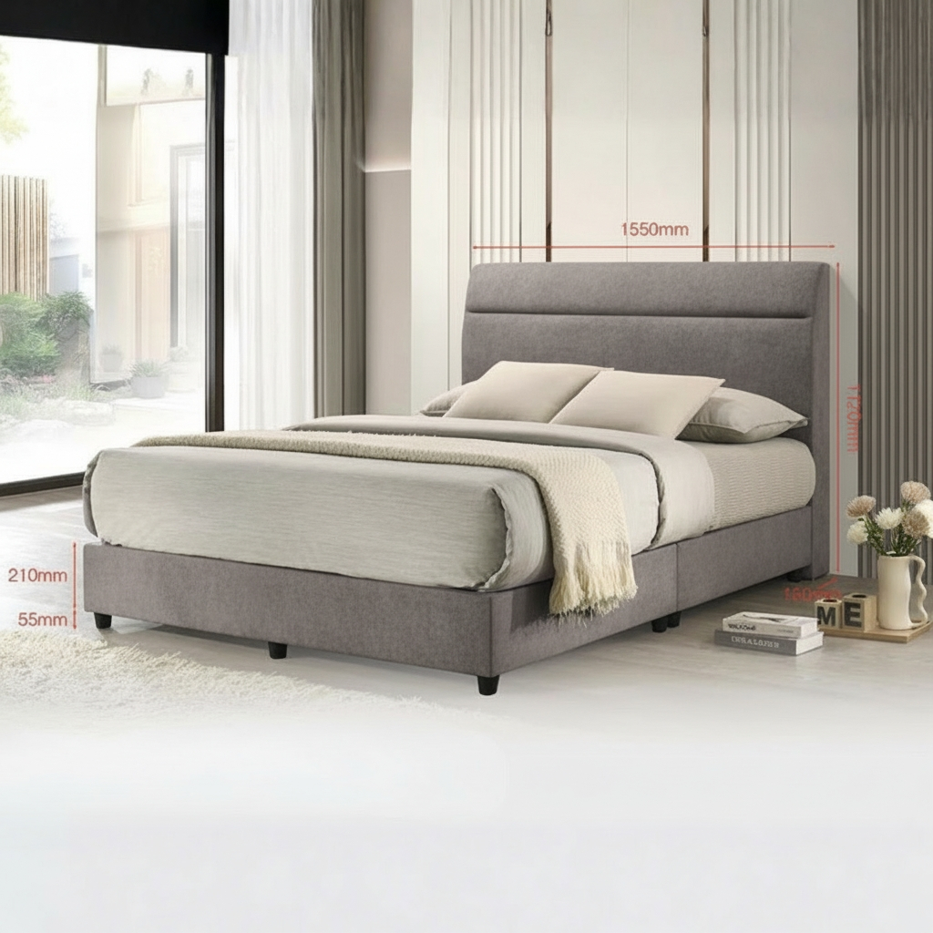 Scarlett Queen Divan Bed - Fabric Grey