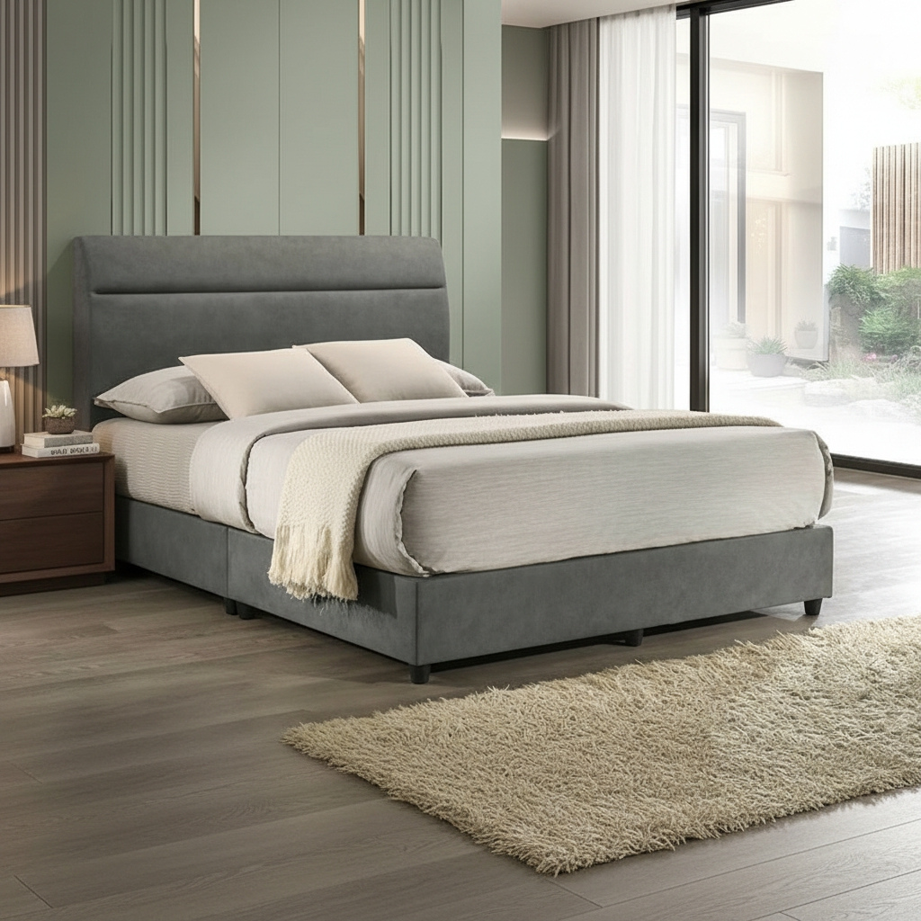 Scarlett Queen Divan Bed - Fabric Grey