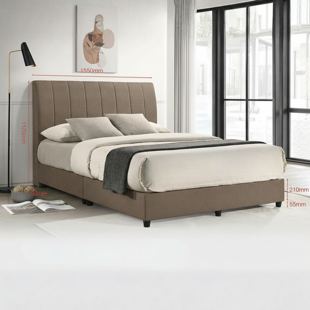 Stella Queen Divan Bed - Fabric Brown