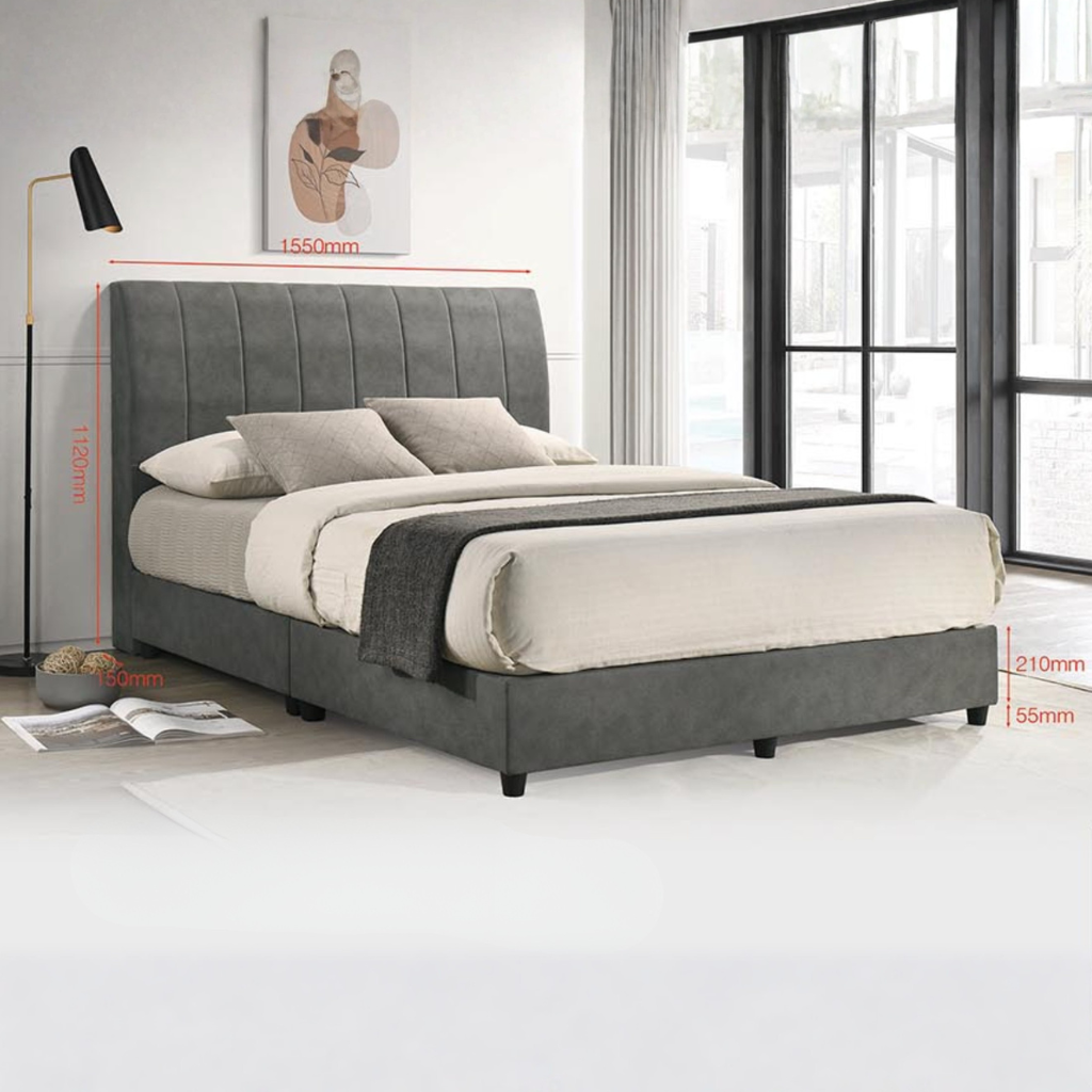 Stella Queen Divan Bed - Fabric Grey