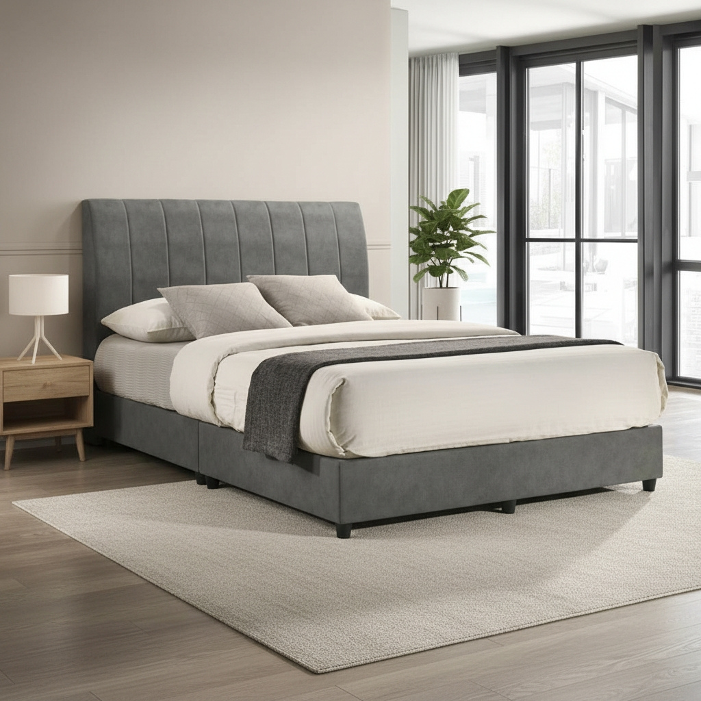 Stella Queen Divan Bed - Fabric Grey