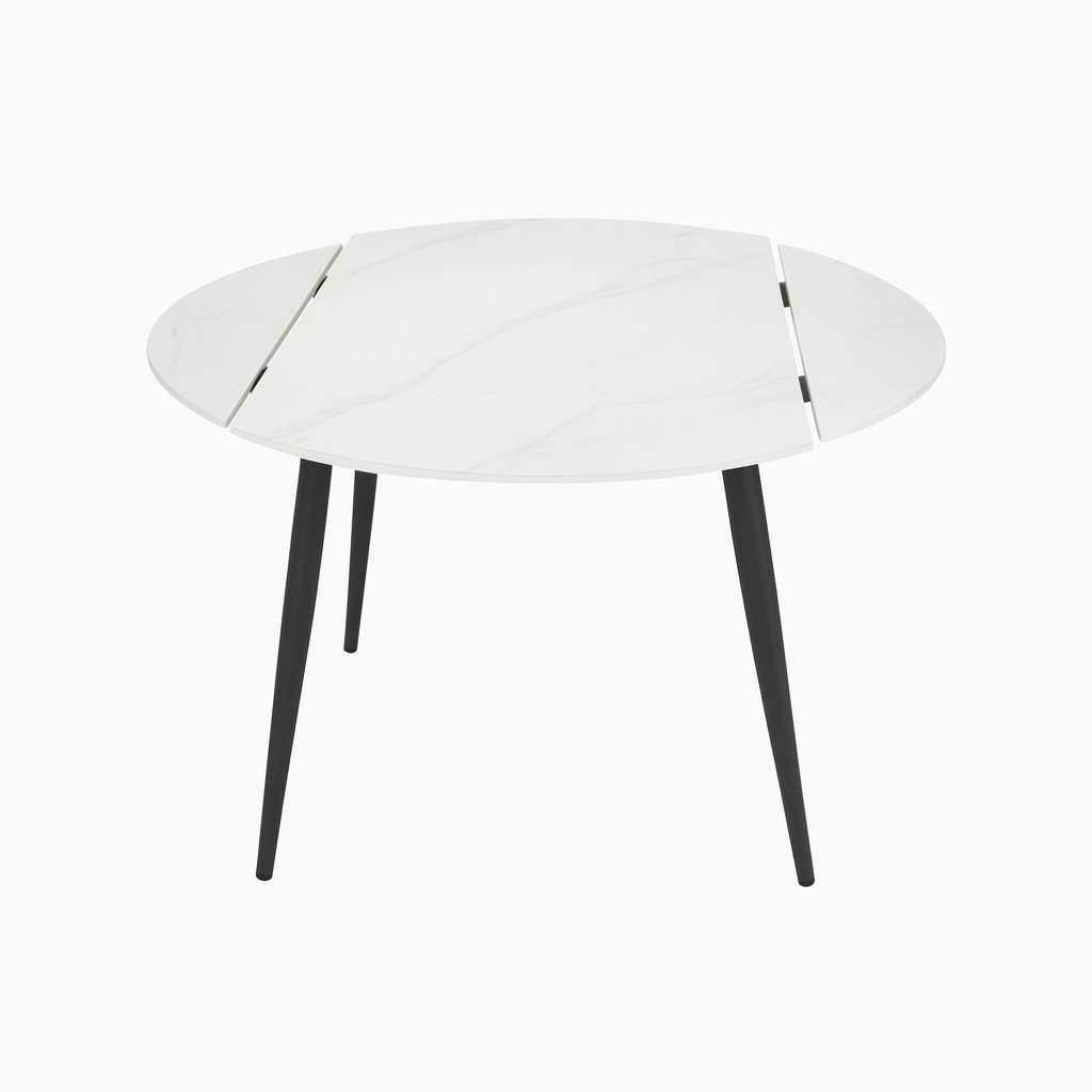 Stura Round Extendable Dining Table - Side to Extend