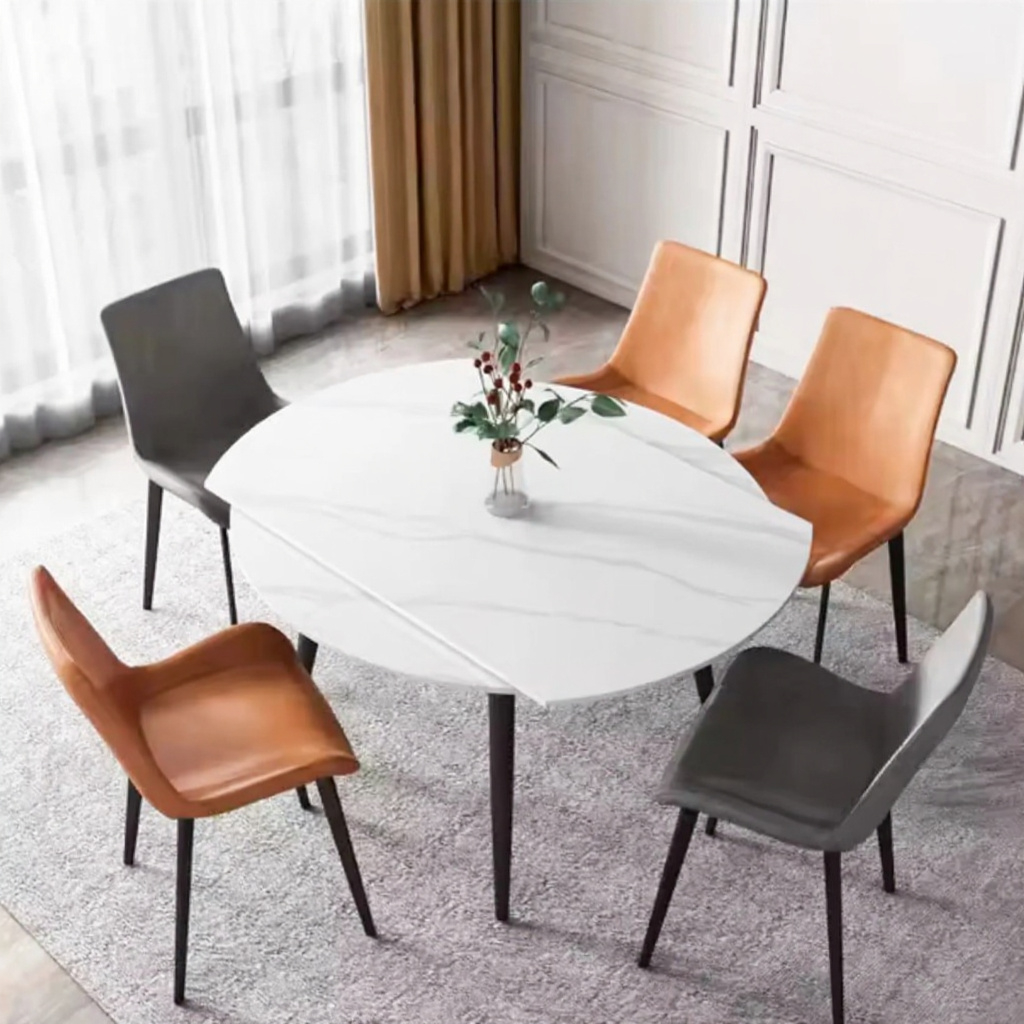 Stura Round Extendable Dining Table - Side to Extend