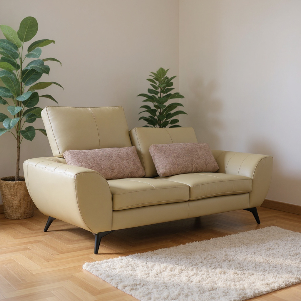 Tomassini Leather Sofa with Adjustable Backrest