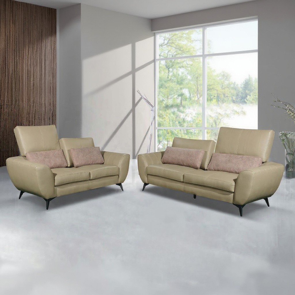 Tomassini Leather Sofa with Adjustable Backrest