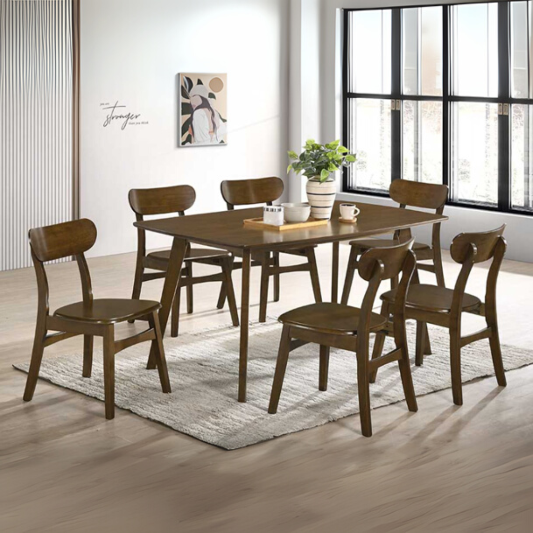 Takizawa Walnut 1+4 Wooden Dining Set (Koga)