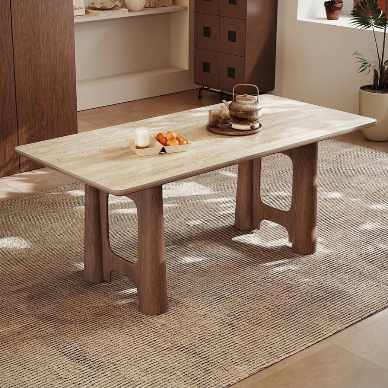 Talia Travertine Dining Table