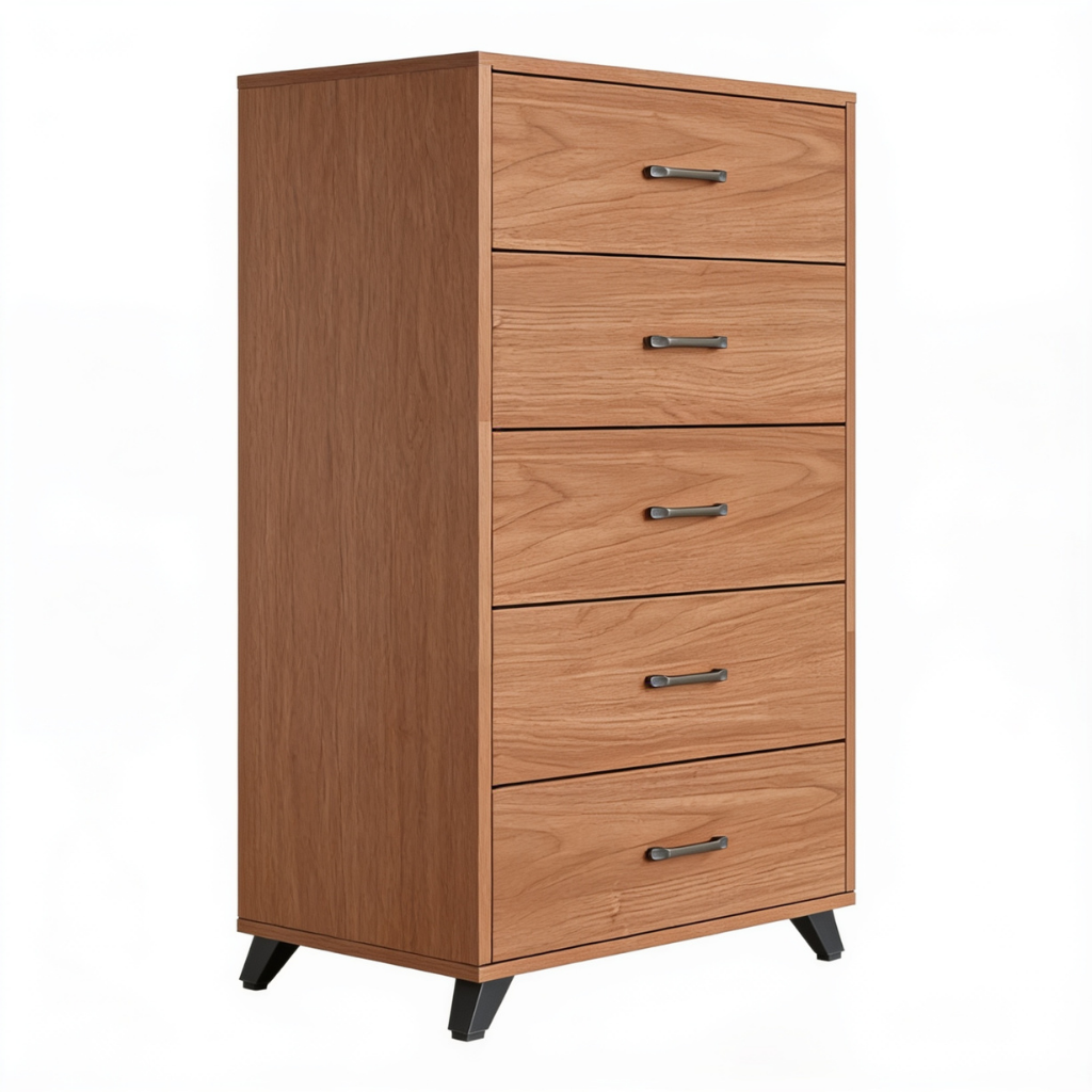 Taylor 5-Drawer Walnut Wood Chest of Drawers