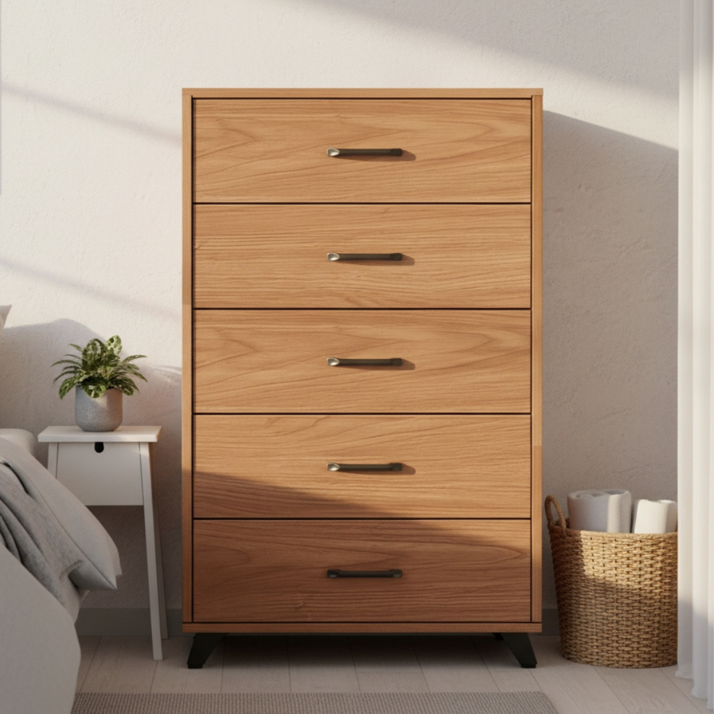 Taylor 5-Drawer Walnut Wood Chest of Drawers