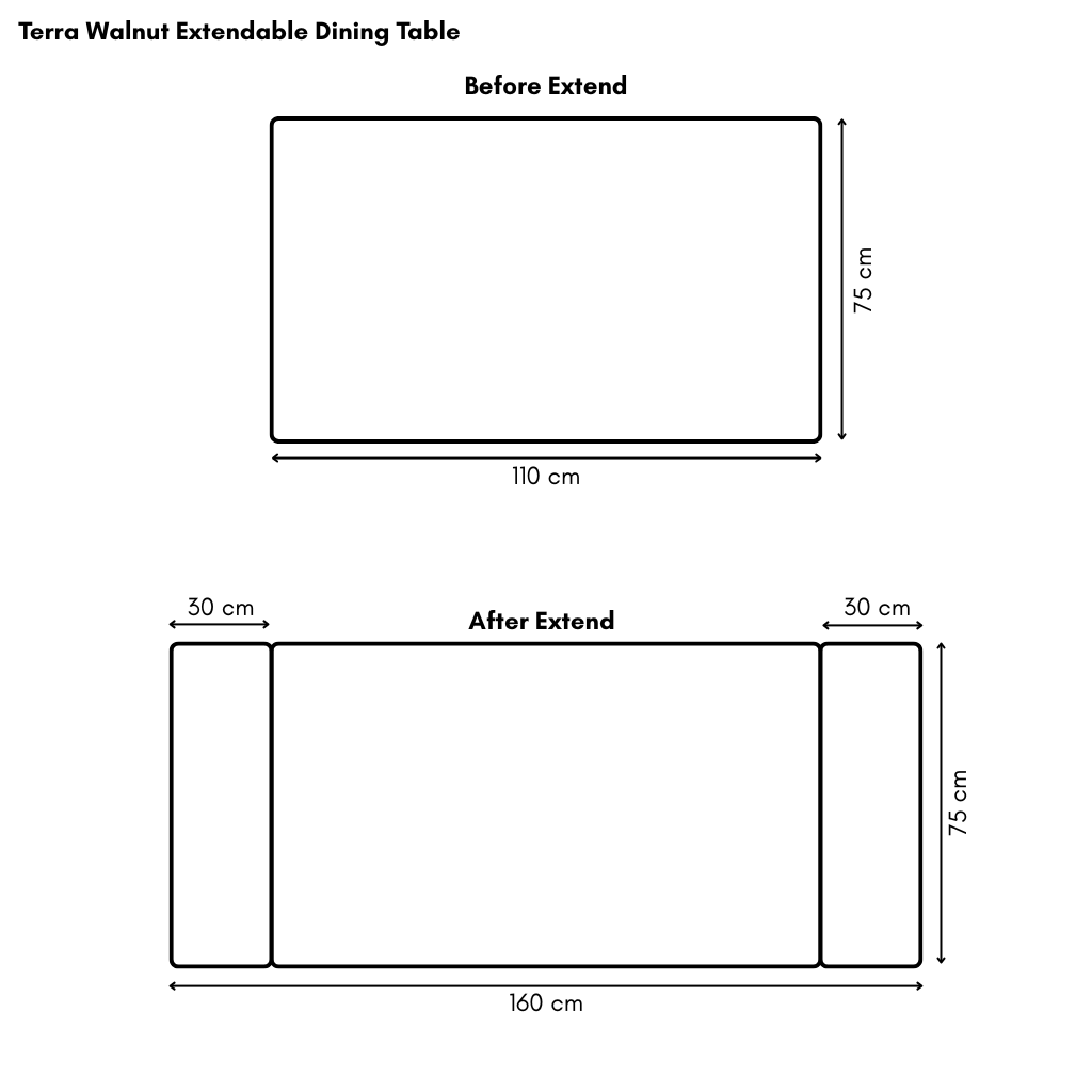 Terra Extendable Dining Table ( 110 Extend 160cm)